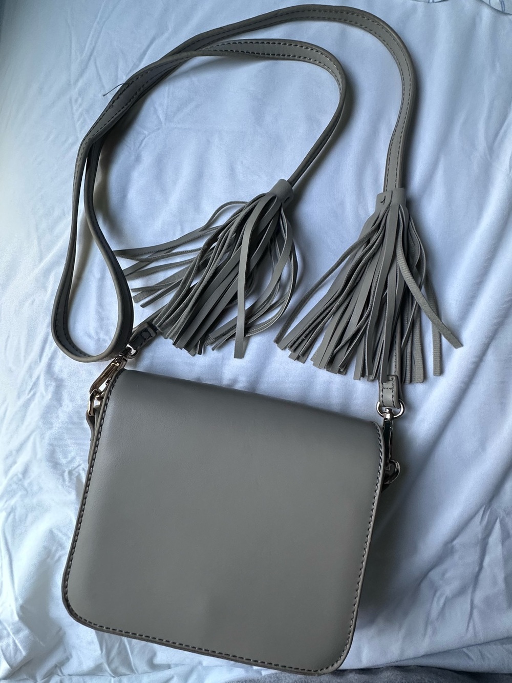 Women’s Gray Crossbody Bag with Tassel Strap